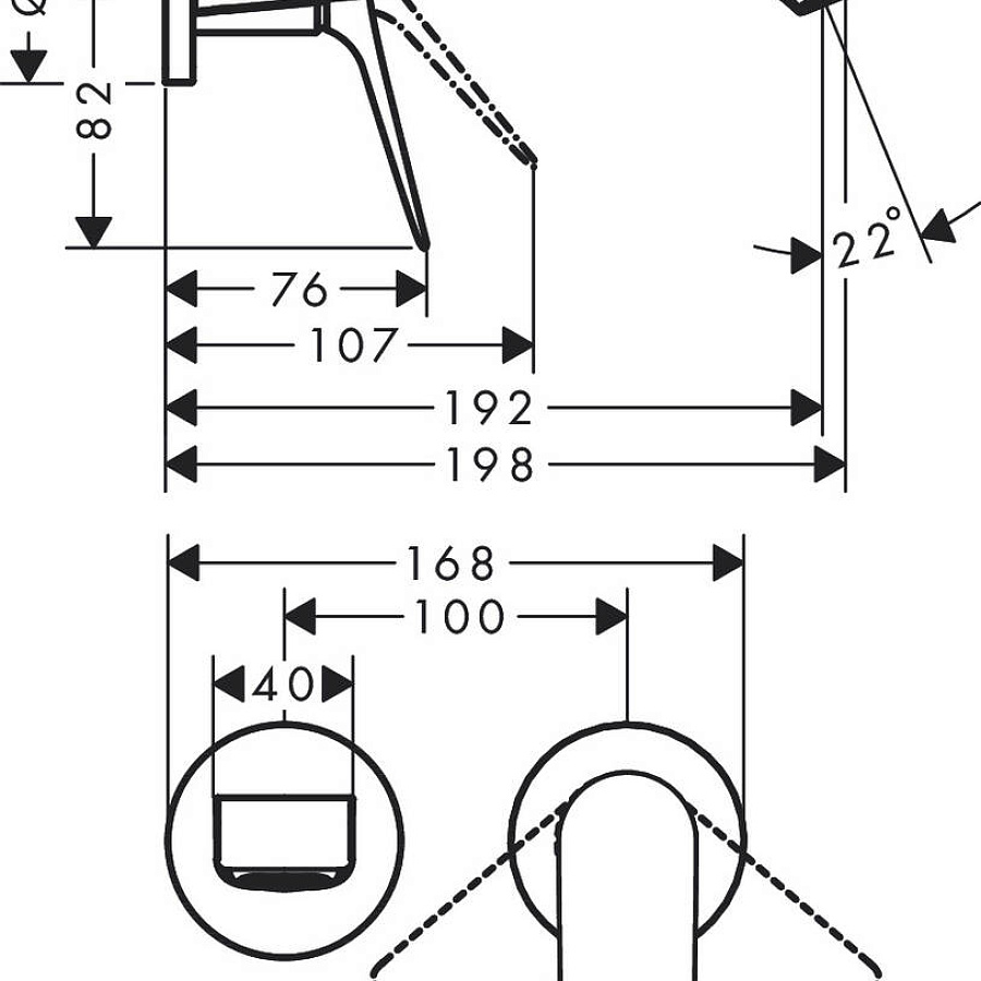 Смеситель настенный Hansgrohe Vivenis 195, с донным клапаном, хром, 75050000