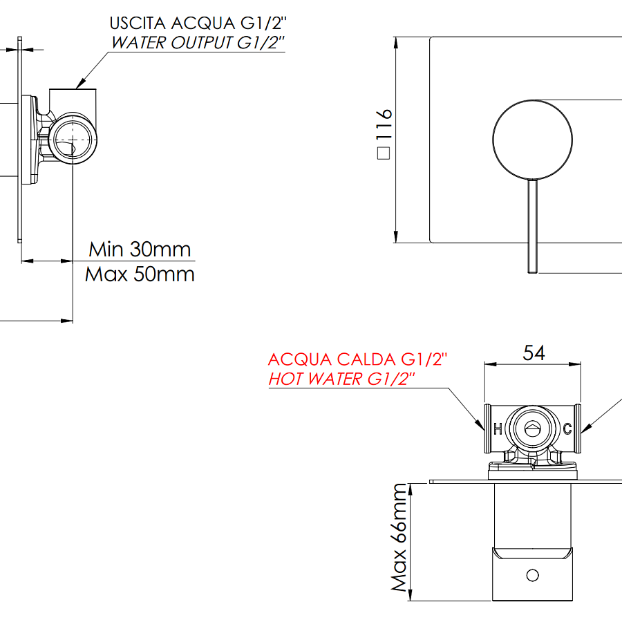 Смеситель для душа Remer Metrica MC30Q, хром