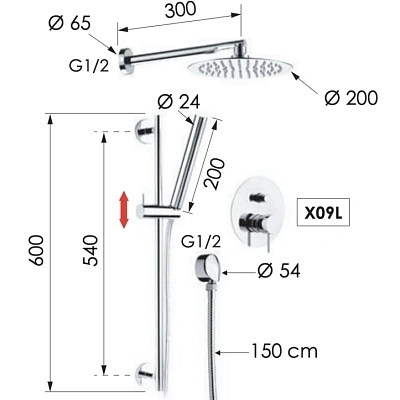 Душевая система Remer X Style X09S01, хром