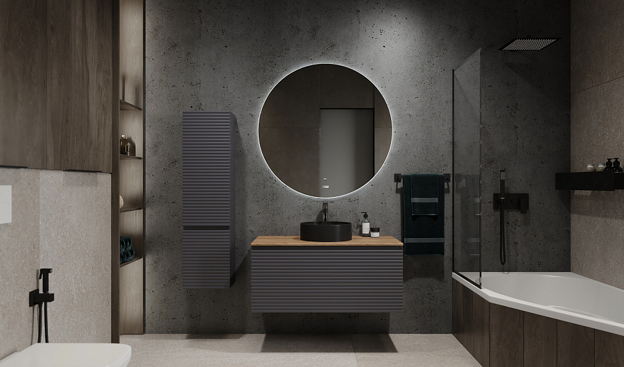 Тумба Jorno Cossety 100 подвесная Антрацит/Дуб Крафт золотой