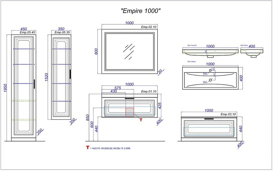 Комод Aqwella Империя 80 белый
