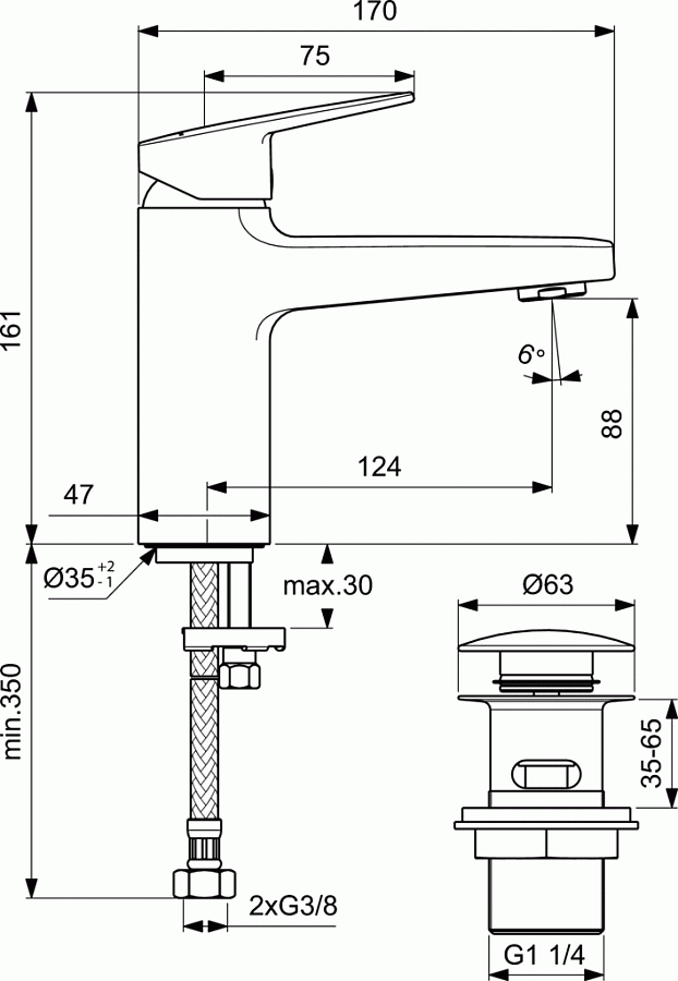 Смеситель Ideal Standard Ceraplan BD229AA для раковины