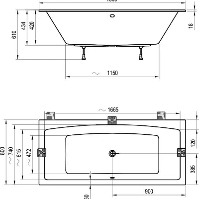 Ванна акриловая Ravak Formy 02 Slim 180x80, C891300000