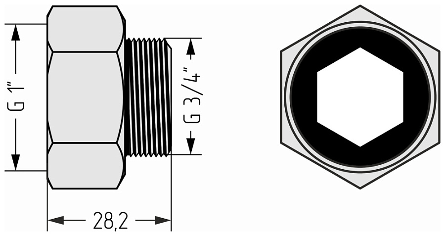 Комплект фитингов прямой G 1" НГ х G 3/4" НР / 2 шт (Без покрытия), арт.02100-1034