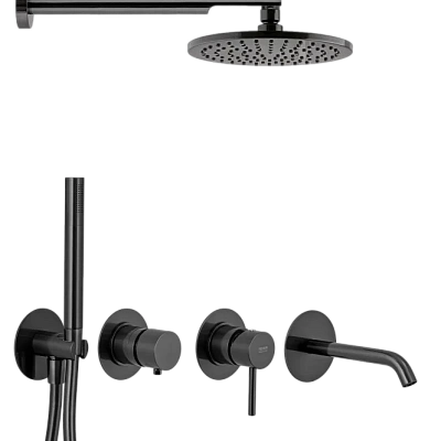 Душевая система Remer X Style X96D3SETCFP, черный брашированный хром