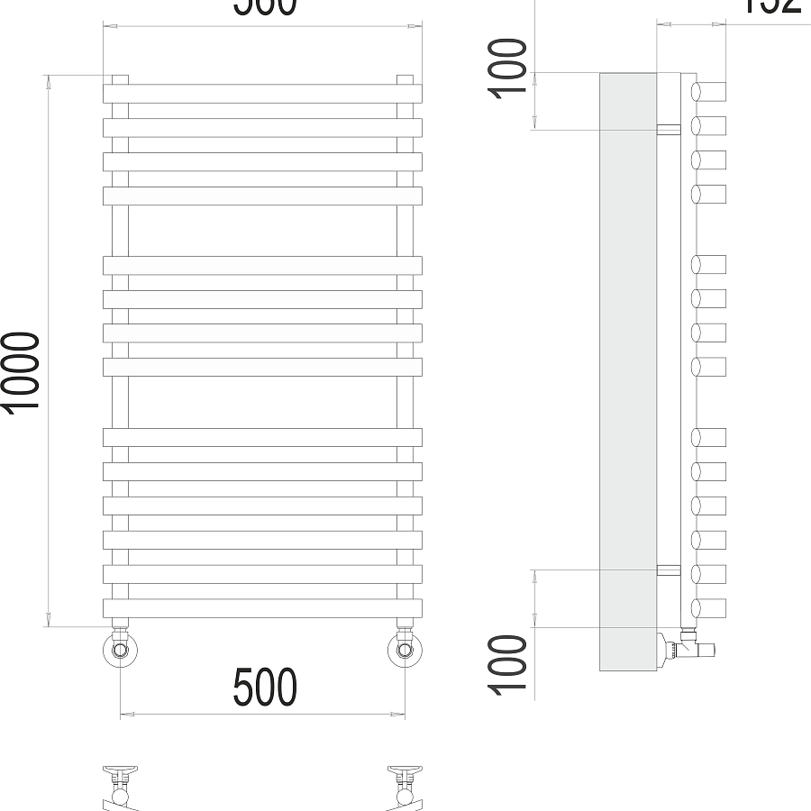 Капри П14 500х1000 Полотенцесушитель TERMINUS, арт.4670078530646