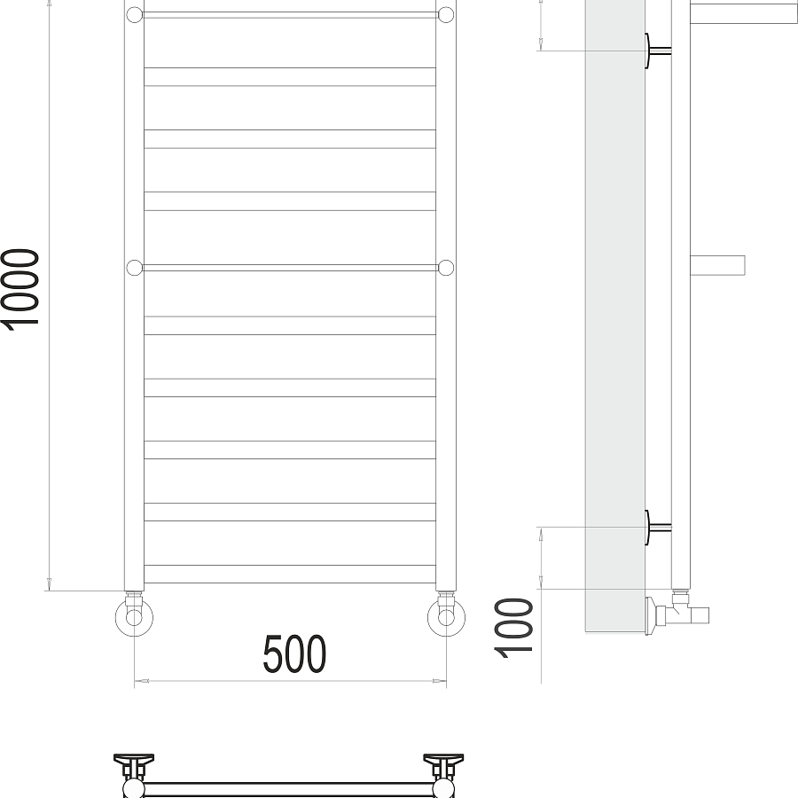 Хендрикс П10 500х1000 Полотенцесушитель TERMINUS, арт.4670078529824