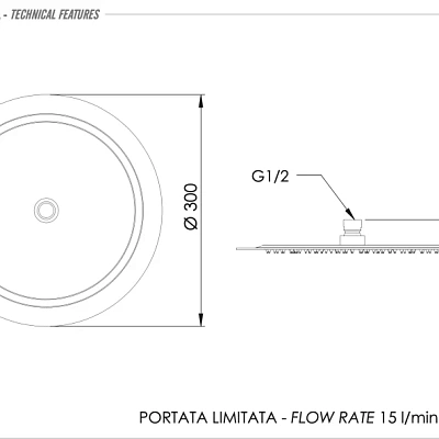 Верхний душ с шарнирным соединением 30 см Remer 357UFM30X, хром