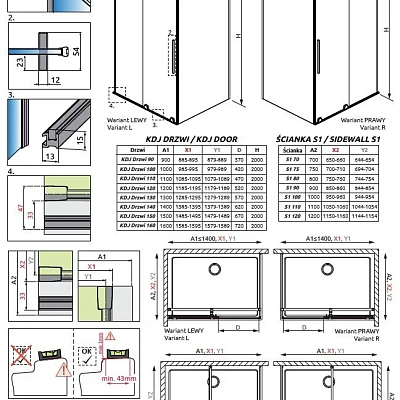 Неподвижная часть двери Radaway Furo KDJ, 73 x 200 см, стекло прозрачное, профиль хром, 10110730-01-01
