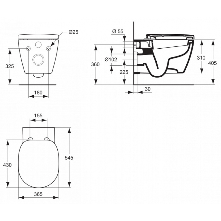 Унитаз подвесной Ideal Standard Connect W941102 c сиденьем микролифт