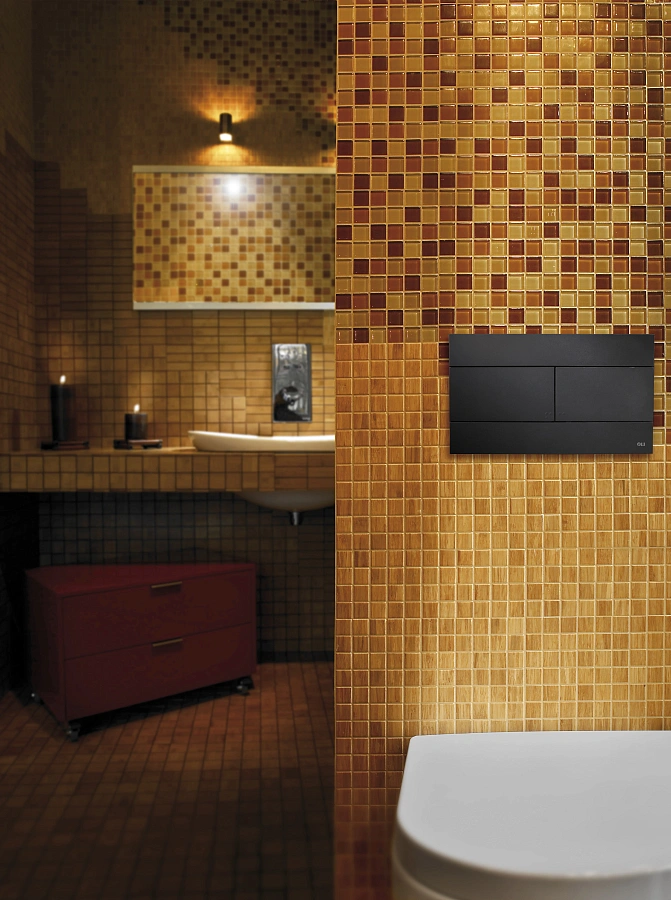 Кнопка смыва механическая OLI Slim 659055 черная soft-touch