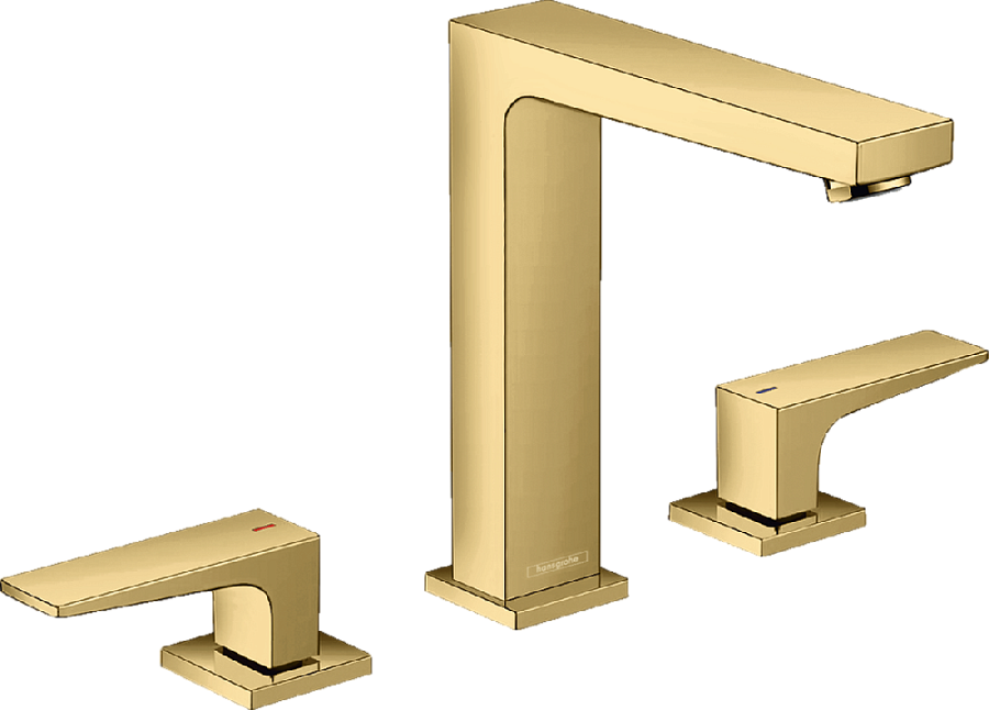 Смеситель для умывальника Hansgrohe Metropol 160 на 3 отверстия click-clack пол.золото