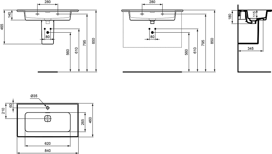 Раковина Ideal Standard Strada II Vanity  84x46 подвесной