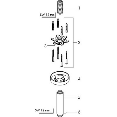 Потолочное подсоединение Hansgrohe S, длина 10 см, хром, 27393000