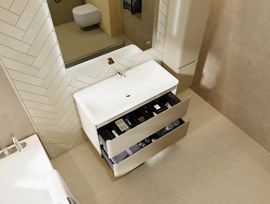 Тумба Raval Welto 100 с 2 ящ. подвесная светло-коричневая