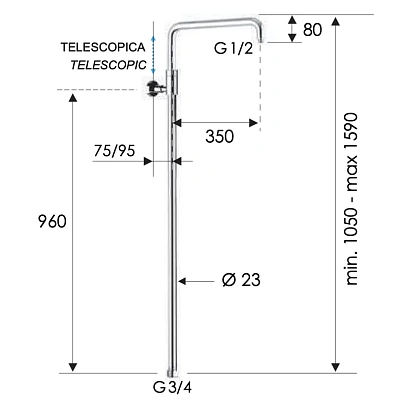 Душевая колонна телескопическая Remer 330A7DCESDEVBO, белый матовый