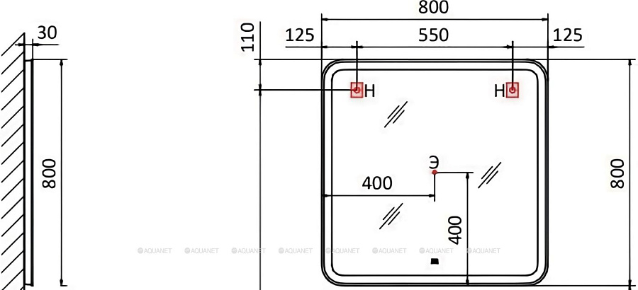 Зеркало Raval Morelle 80 квадрат с подсветкой