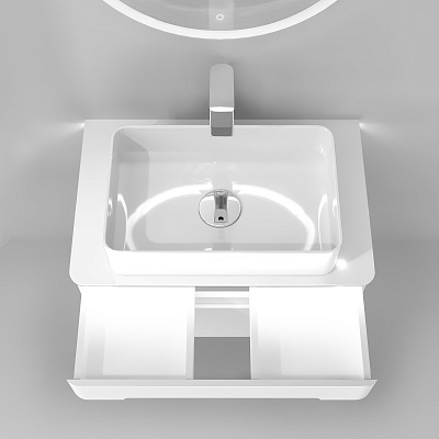 Тумба под умывальник Jorno Shine 75 подвесной белая