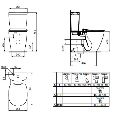Чаша напольного унитаза Ideal Standard CONNECT AquaBlade® E039701, пристенный