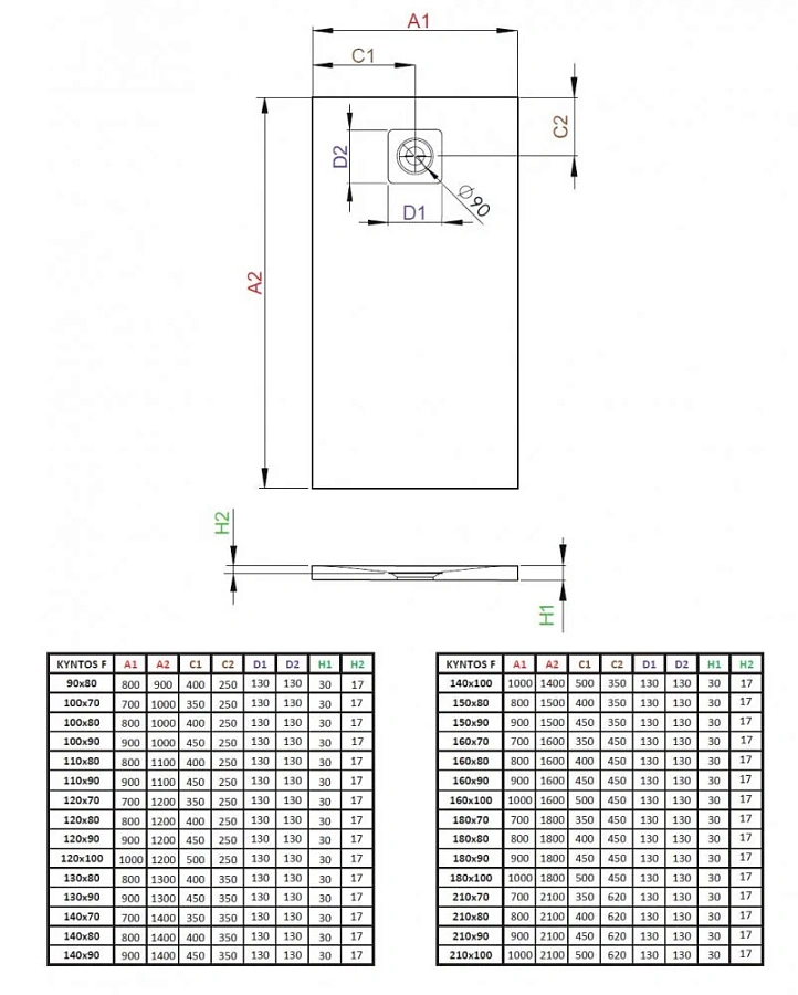 Поддон для душа Radaway Kyntos HKF12090-54 F, 120 x 90 см, прямоугольный
