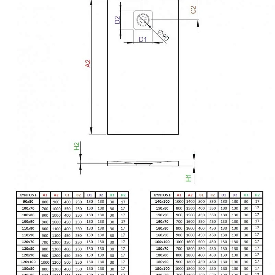 Поддон для душа Radaway Kyntos HKF12090-54 F, 120 x 90 см, прямоугольный