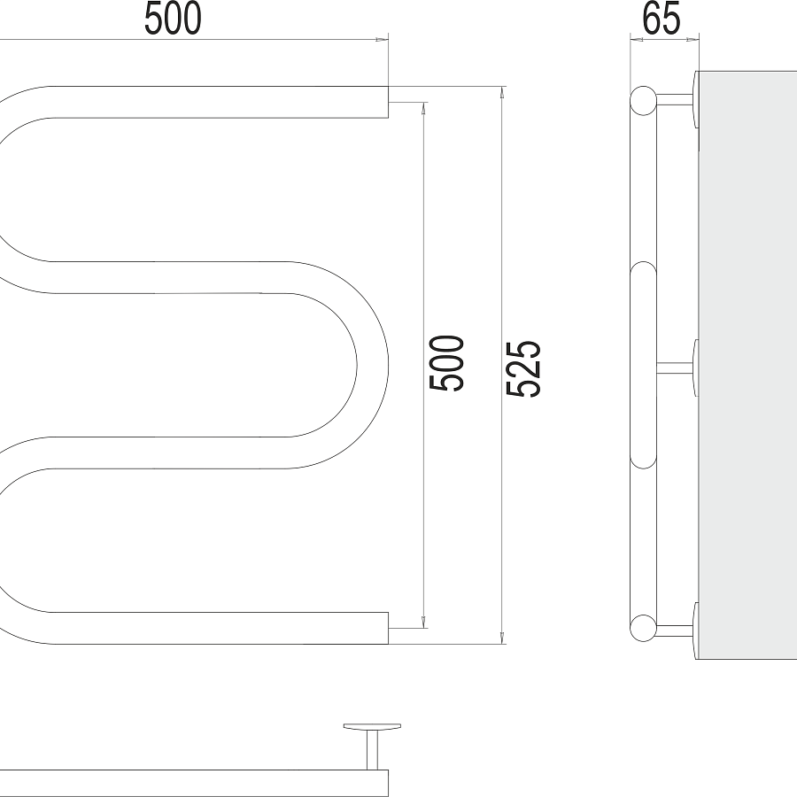 Электро 25 М-обр 500х500 Полотенцесушитель TERMINUS, арт.4620768883910