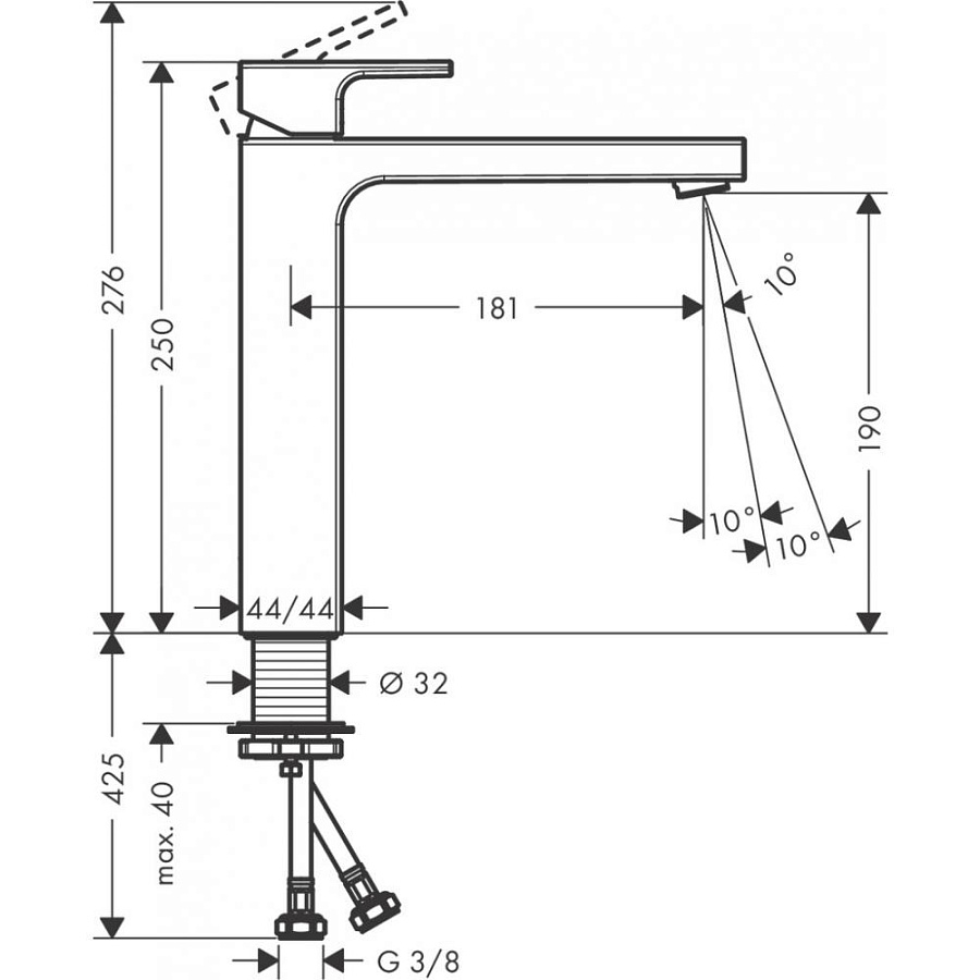 Смеситель для раковины Hansgrohe Vernis Shape 190, хром, 71591000
