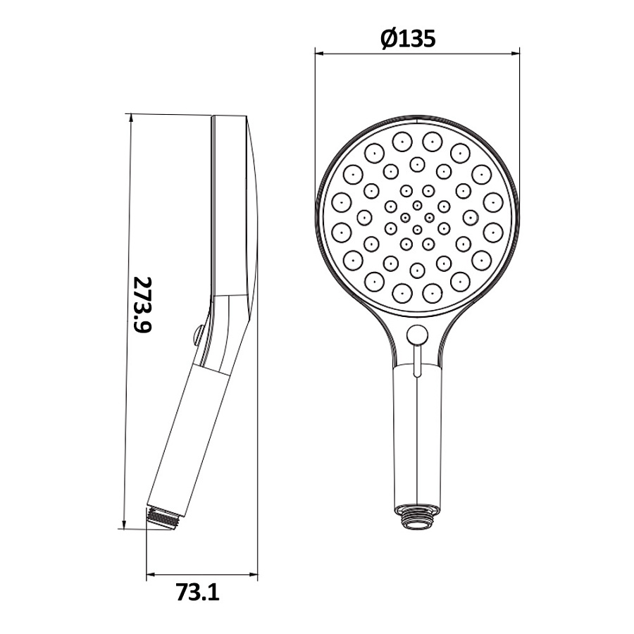 AQM8501CR Ручной душ Ø135мм, 4 режима, слайдер, Хром