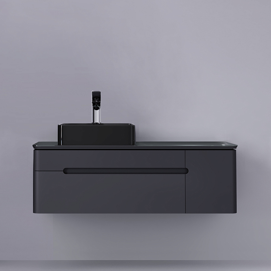 Тумба под умывальник Jorno Shine 120 с МФУ подвесной антрацит