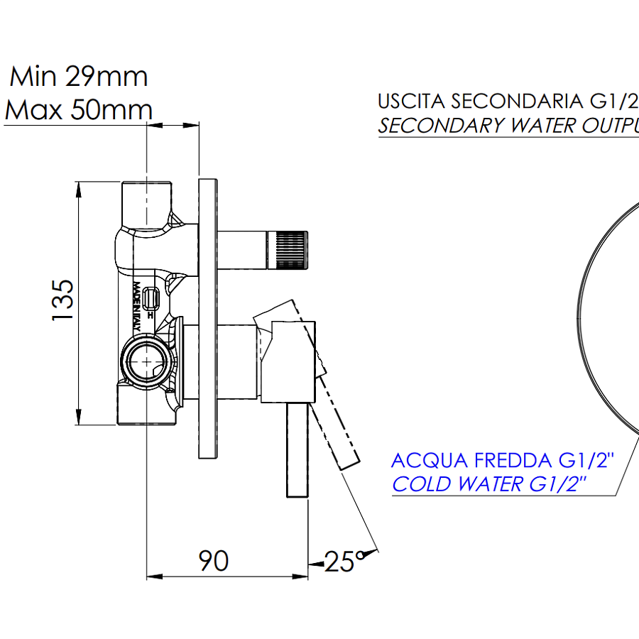 Смеситель для душа Remer Metrica MC09H