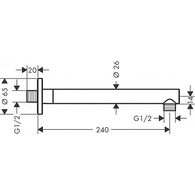 Душевой держатель Hansgrohe Vernis Blend, 24 см, хром, 27809000