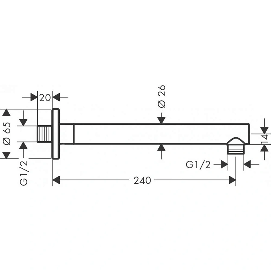 Душевой держатель Hansgrohe Vernis Blend, 24 см, хром, 27809000