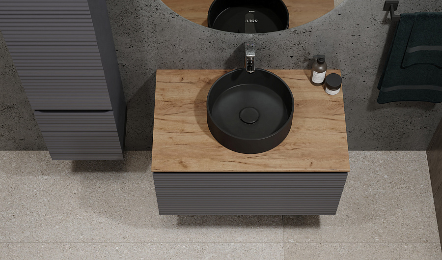 Тумба Jorno Cossety 80 подвесная, Антрацит/Дуб Крафт золотой