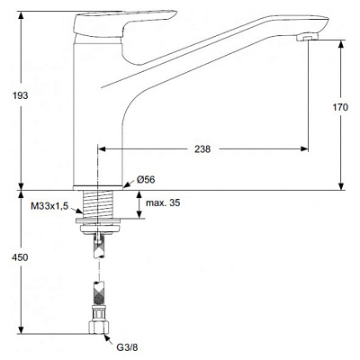 Смеситель Ideal Standard CeraMix Blue B9495AA  для кухни, цвет хром