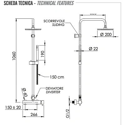 Душевая система Remer Minimal N37RX7MMM20NO, черный матовый