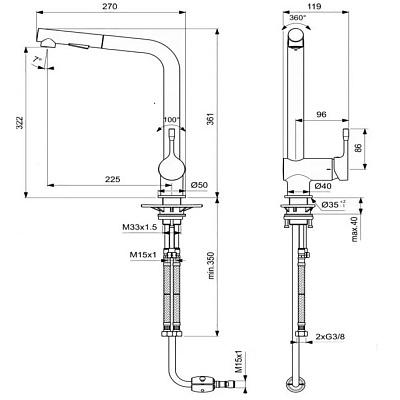 Смеситель Ideal Standard Ceralook для кухонной мойки, хром глянцевый, BC178AA, цвет хром глянцевый