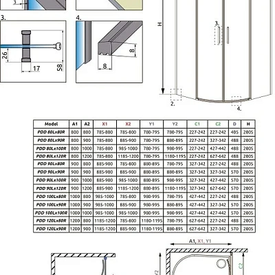 Душевые стенки Radaway Idea PDD 80L*90R, 80 х 90 х 200 см, стекло прозрачное, профиль хром, 387150-01-01
