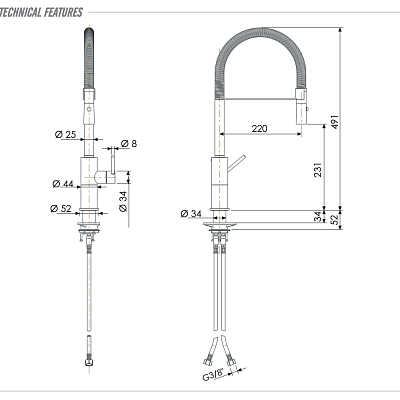 Смеситель для кухни Remer X Style INOX SSX543, нержавеющая сталь