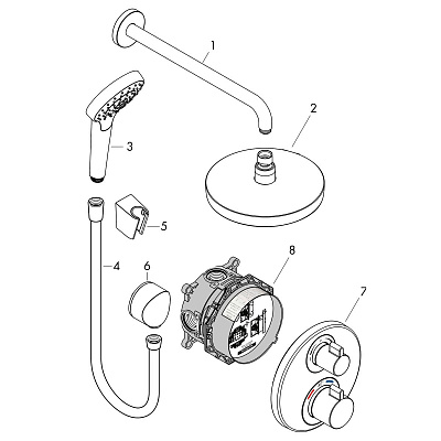 Душевая система скрытого монтажа с термостатом Hansgrohe Croma Select S/Ecostat, хром, 27295000