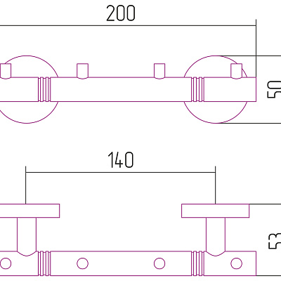 Вешалка КАНЬОН - 4 крючка / L 200 (Золото), арт.03-3000-1004