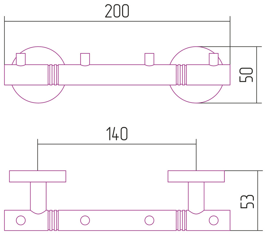 Вешалка КАНЬОН - 4 крючка / L 200 (Золото), арт.03-3000-1004