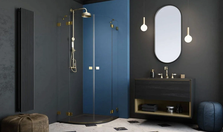 Душевая дверь Radaway Essenza Pro Gold PDD 80L, 80 х 200 см, с неподвижной частью, стекло прозрачное, профиль золото, левая, 10095080-09-01L