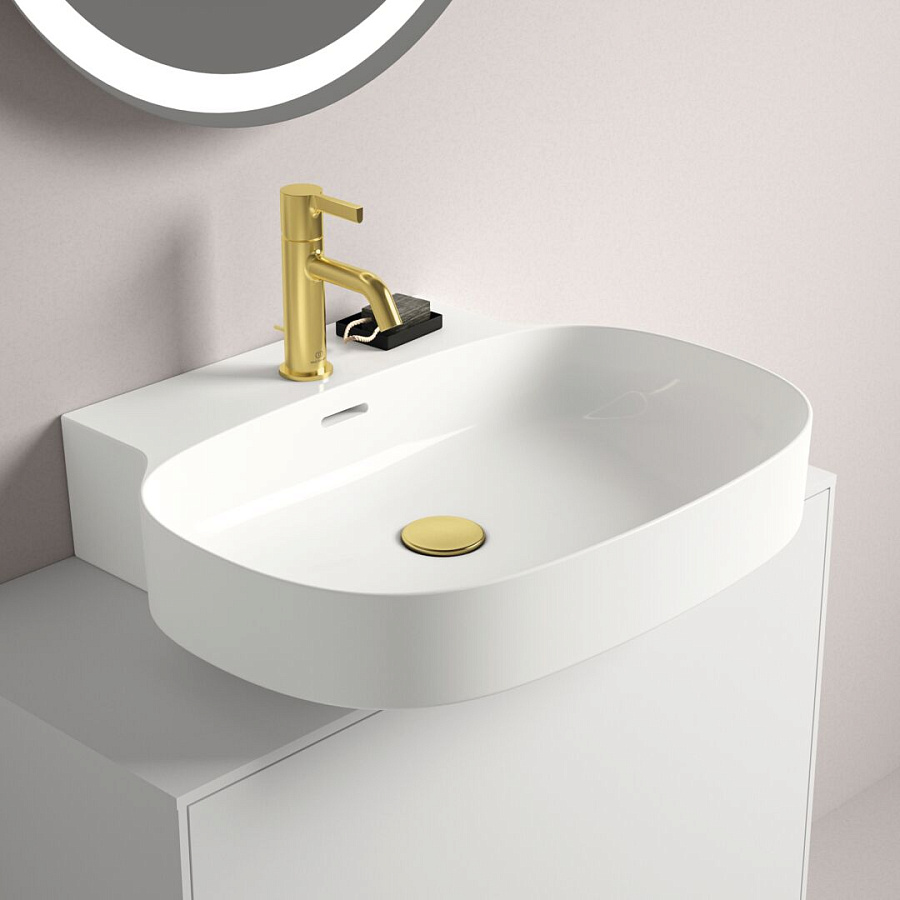 Раковина Ideal Standard Atelier Linda-X 60x50 см T498301 с переливом, шлифованный низ, белый глянцевый