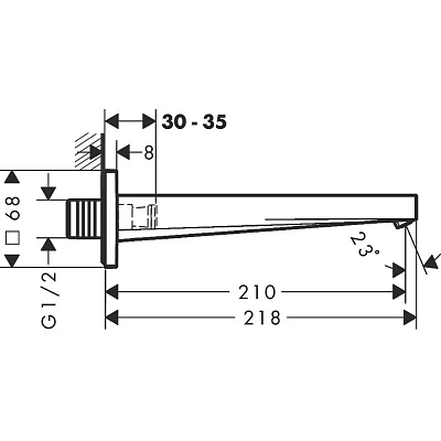 Излив для ванны Hansgrohe Tecturis E 210мм хром