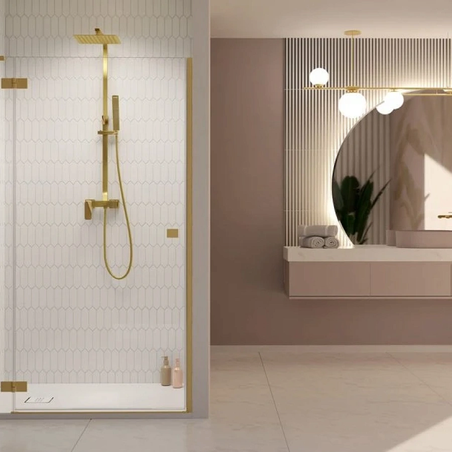 Душевая дверь Radaway Essenza Pro Brushed Gold DWJ 100x200 L стекло прозрачное/профиль брашированное золото