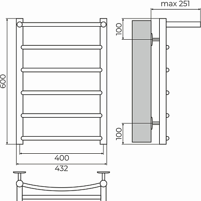 Классик с полкой П6 400х600 Полотенцесушитель TERMINUS, арт.4670078556707