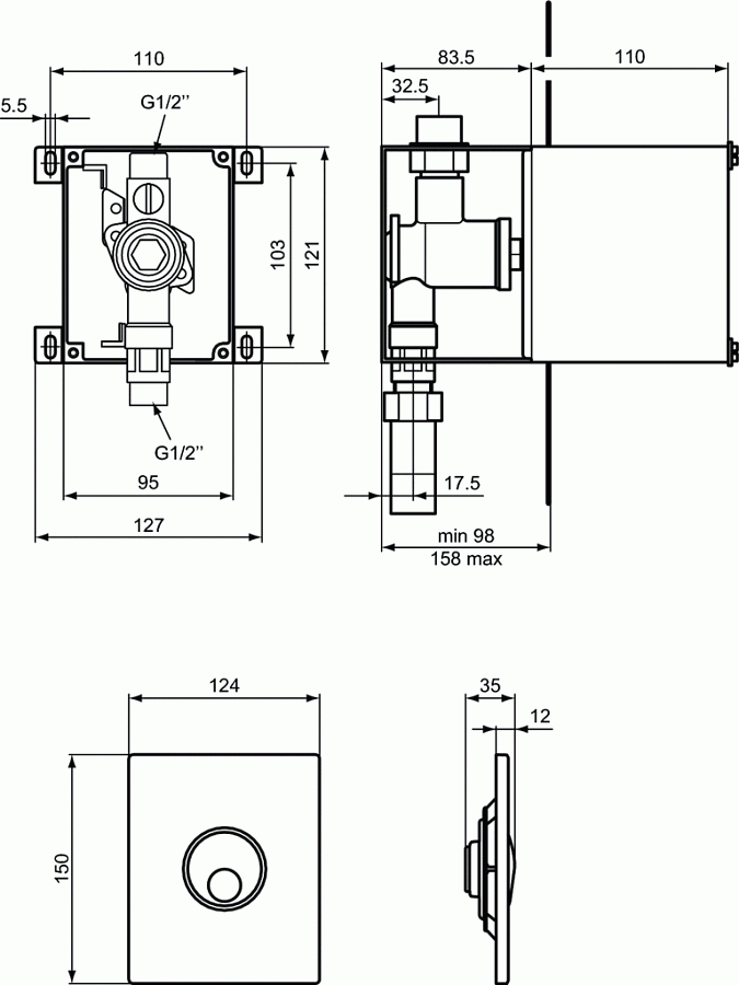 Кнопка смыва механическая Ideal Standard ProSys Septa Pro U3 R0139AA полированный хром