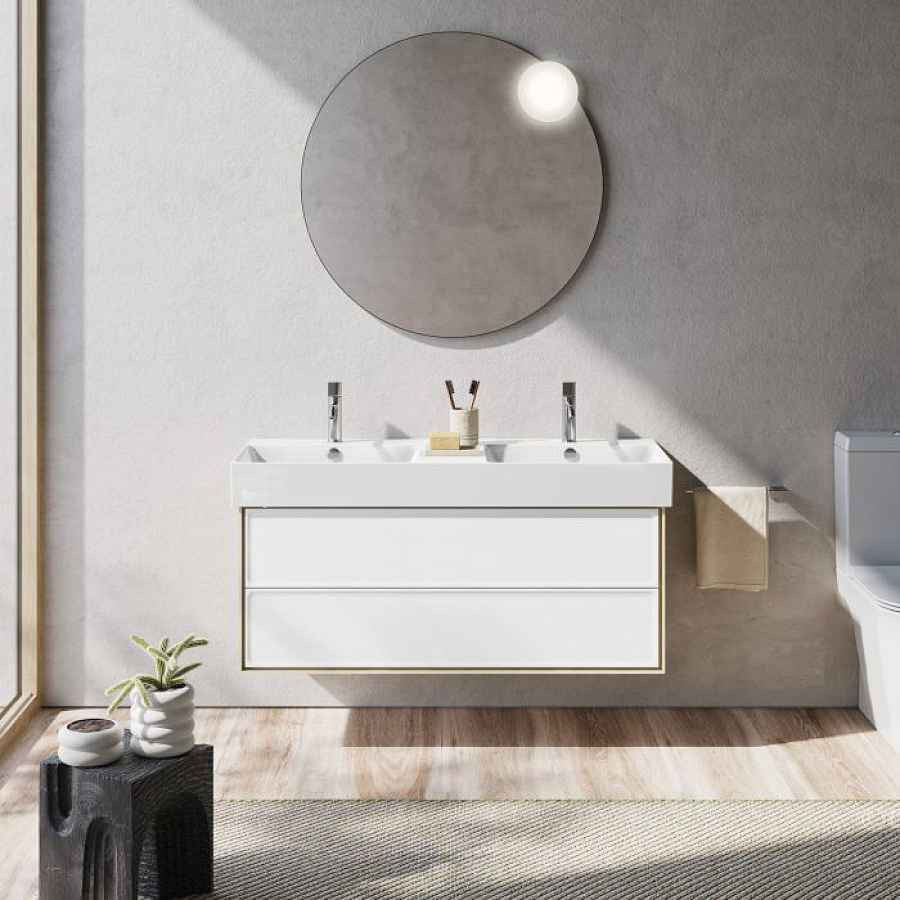 Раковина Catalano Premium 120х47, арт.0221220001, на 2 чаши, без отв. под смеситель, белый глянцевый