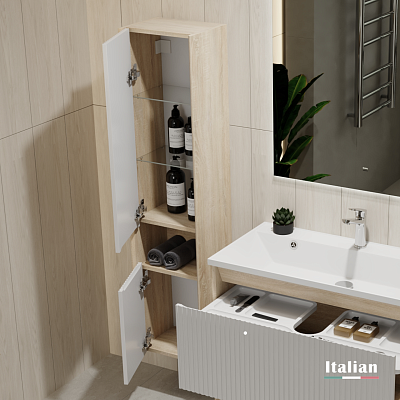 Пенал Jorno Tossony 140 подвесной Сонома светлая/Белый