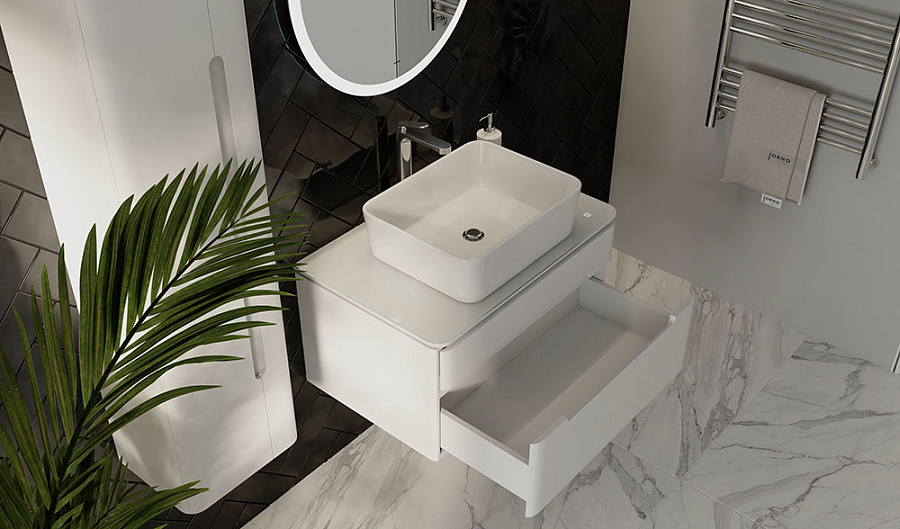 Тумба под умывальник Jorno Shine 75 подвесной белая